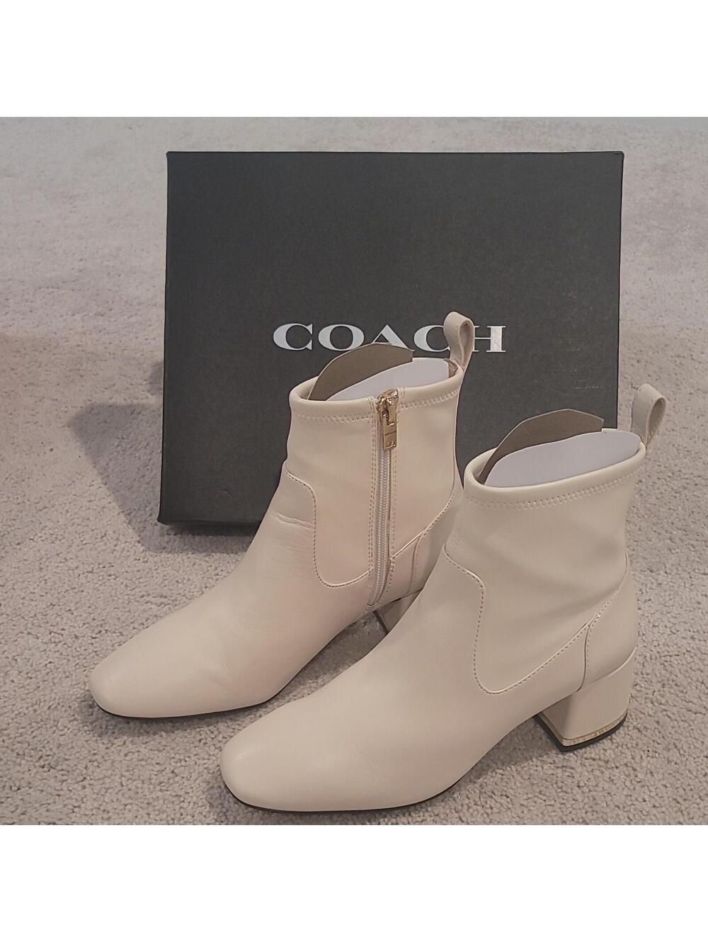 Coach Nala Leather Bootie Chalk Ankle Zip Comfort Women's 6.5B C5988